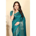 Checkered Saree With Unstitched Blouse 5.5Mtr (Rama)