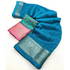 Checkered Saree With Unstitched Blouse 5.5Mtr (Rama)