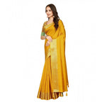 Checkered Saree With Unstitched Blouse 5.5Mtr (Yellow)