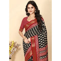 Printed Saree With Unstitched Blouse 5.5Mtr (Black)