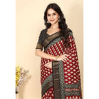 Printed Saree With Unstitched Blouse 5.5Mtr (Red)