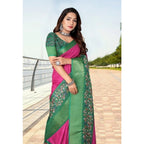 Printed Saree With Unstitched Blouse 5.5Mtr (Multicolor)