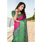 Printed Saree With Unstitched Blouse 5.5Mtr (Multicolor)