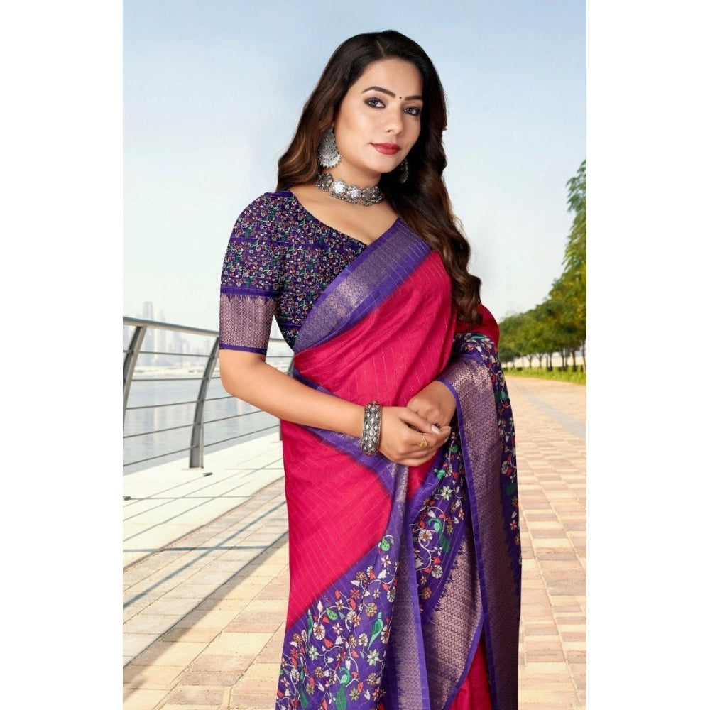 Printed Saree With Unstitched Blouse 5.5Mtr (Multicolor)