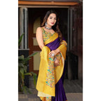 Printed Saree With Unstitched Blouse 5.5Mtr (Multicolor)