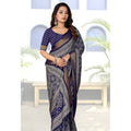 Printed Saree With Unstitched Blouse 5.5Mtr (Blue)