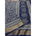 Printed Saree With Unstitched Blouse 5.5Mtr (Blue)