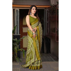 Printed Saree With Unstitched Blouse 5.5Mtr (Green)