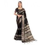 Printed Saree With Unstitched Blouse 5.5Mtr (Black)
