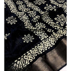 Printed Saree With Unstitched Blouse 5.5Mtr (Black)