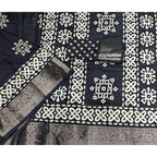 Printed Saree With Unstitched Blouse 5.5Mtr (Black)