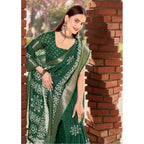 Printed Saree With Unstitched Blouse 5.5Mtr (Green)