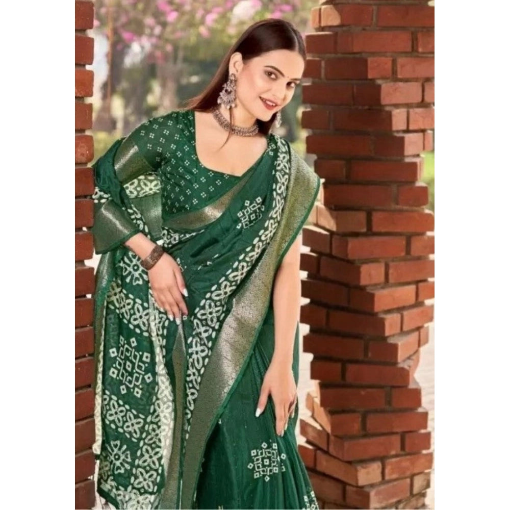 Printed Saree With Unstitched Blouse 5.5Mtr (Green)