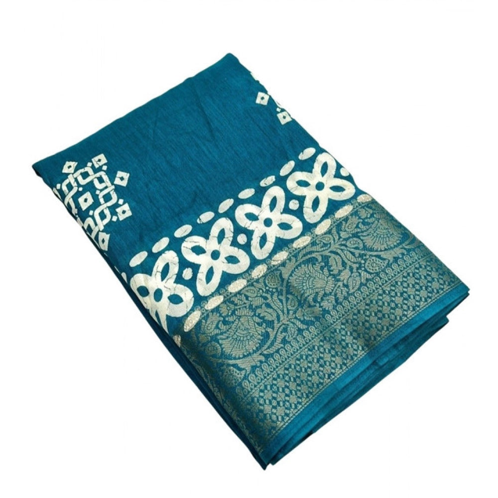 Printed Saree With Unstitched Blouse 5.5Mtr (Rama)