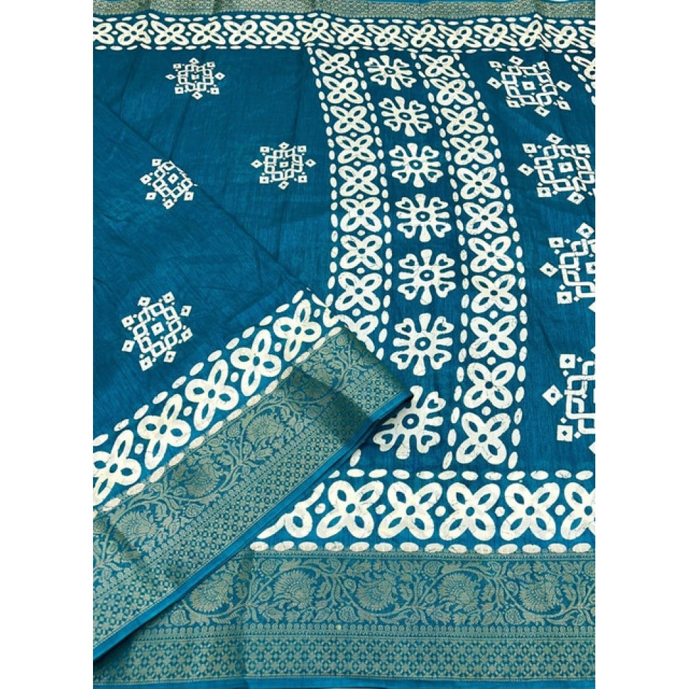Printed Saree With Unstitched Blouse 5.5Mtr (Rama)