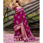 Printed Saree With Unstitched Blouse 5.5Mtr (Wine)
