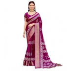 Printed Saree With Unstitched Blouse 5.5Mtr (Wine)
