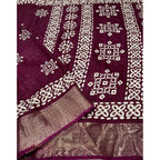 Printed Saree With Unstitched Blouse 5.5Mtr (Wine)