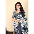 Floral Printed Saree With Unstitched Blouse 5.5Mtr (Multicolor)