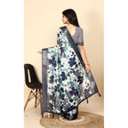 Floral Printed Saree With Unstitched Blouse 5.5Mtr (Multicolor)