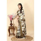 Floral Printed Saree With Unstitched Blouse 5.5Mtr (Multicolor)