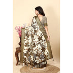 Floral Printed Saree With Unstitched Blouse 5.5Mtr (Multicolor)