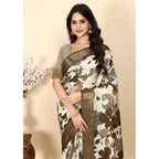 Floral Printed Saree With Unstitched Blouse 5.5Mtr (Multicolor)