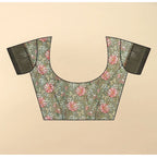 Floral Printed Saree With Unstitched Blouse 5.5Mtr (Grey)
