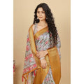 Floral Printed Saree With Unstitched Blouse 5.5Mtr (Lavender)