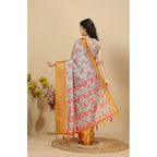 Floral Printed Saree With Unstitched Blouse 5.5Mtr (Lavender)