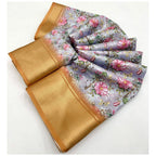 Floral Printed Saree With Unstitched Blouse 5.5Mtr (Lavender)