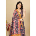 Floral Printed Saree With Unstitched Blouse 5.5Mtr (Purple)