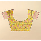 Floral Printed Saree With Unstitched Blouse 5.5Mtr (Yellow)