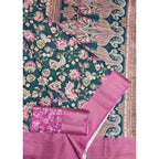Floral Printed Saree With Unstitched Blouse 5.5Mtr (Green-Pink)