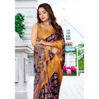 Floral Printed Saree With Unstitched Blouse 5.5Mtr (Multicolor)