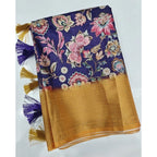 Floral Printed Saree With Unstitched Blouse 5.5Mtr (Multicolor)