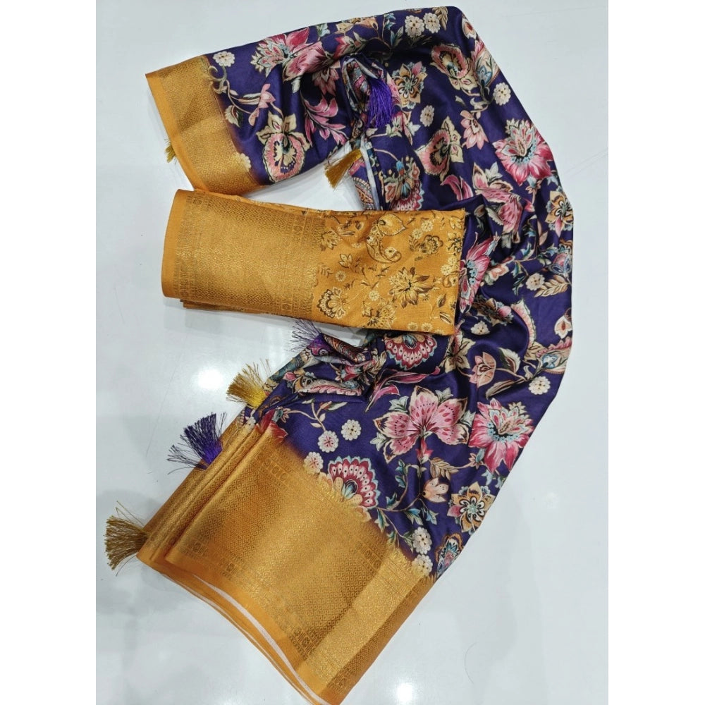 Floral Printed Saree With Unstitched Blouse 5.5Mtr (Multicolor)