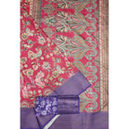 Floral Printed Saree With Unstitched Blouse 5.5Mtr (Pink-Purple)