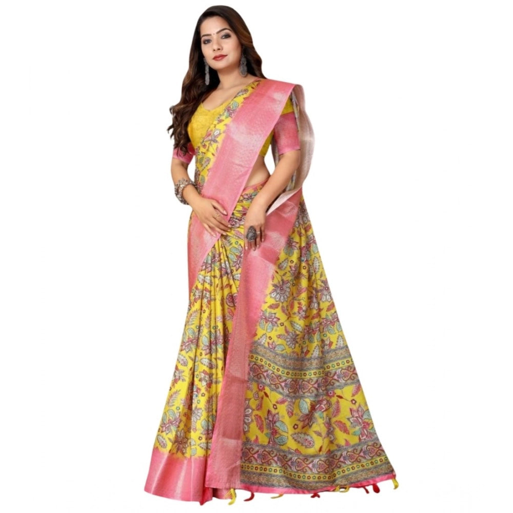 Floral Printed Saree With Unstitched Blouse 5.5Mtr (Multicolor)