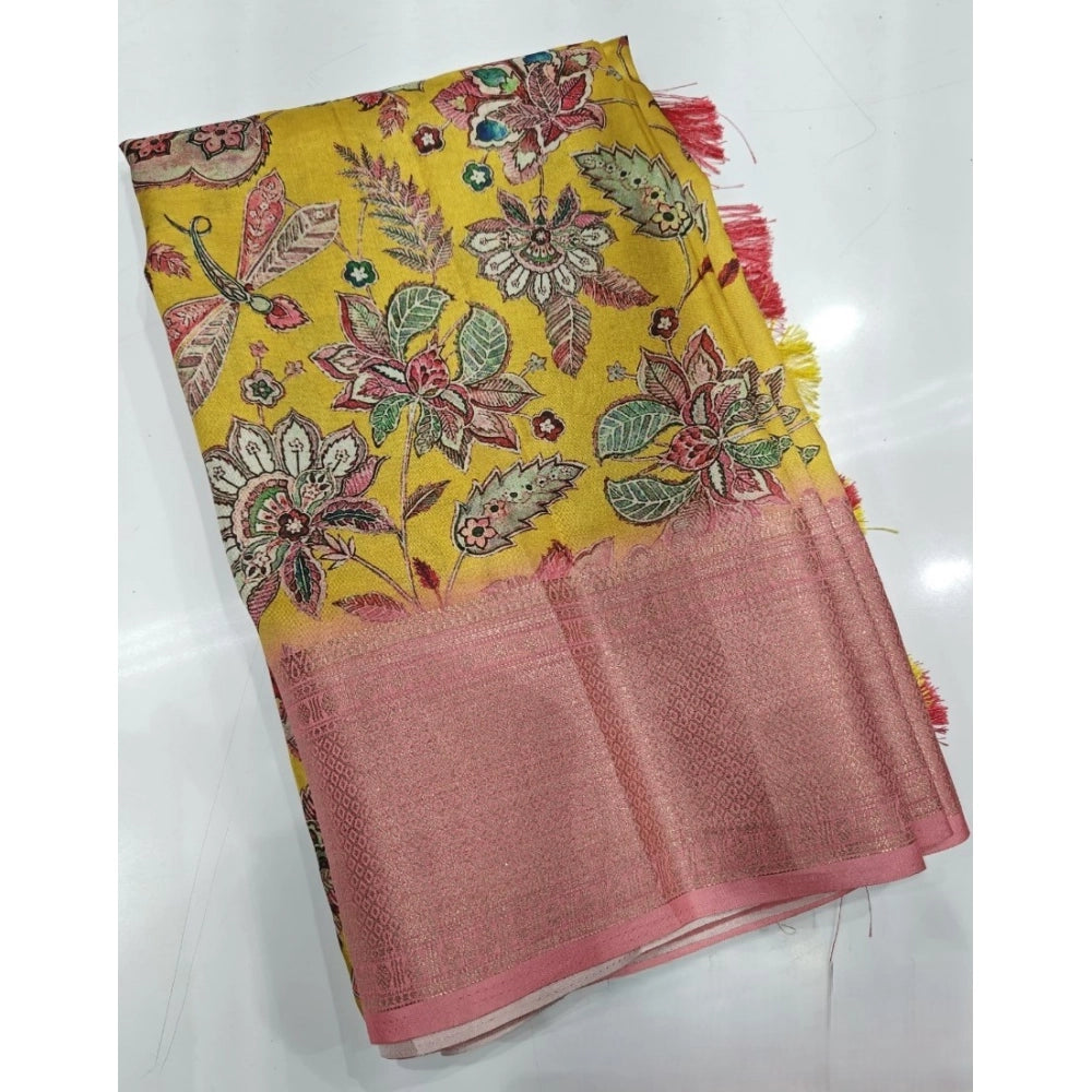 Floral Printed Saree With Unstitched Blouse 5.5Mtr (Multicolor)