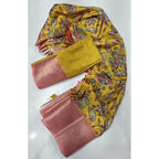 Floral Printed Saree With Unstitched Blouse 5.5Mtr (Multicolor)