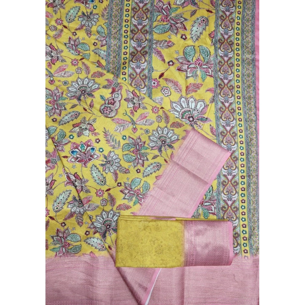 Floral Printed Saree With Unstitched Blouse 5.5Mtr (Multicolor)