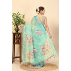 Floral Printed Saree With Unstitched Blouse 5.5Mtr (Multicolor)