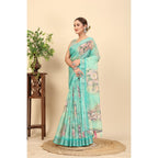 Floral Printed Saree With Unstitched Blouse 5.5Mtr (Multicolor)