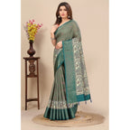 Printed Saree With Unstitched Blouse 5.5Mtr (Multicolor)