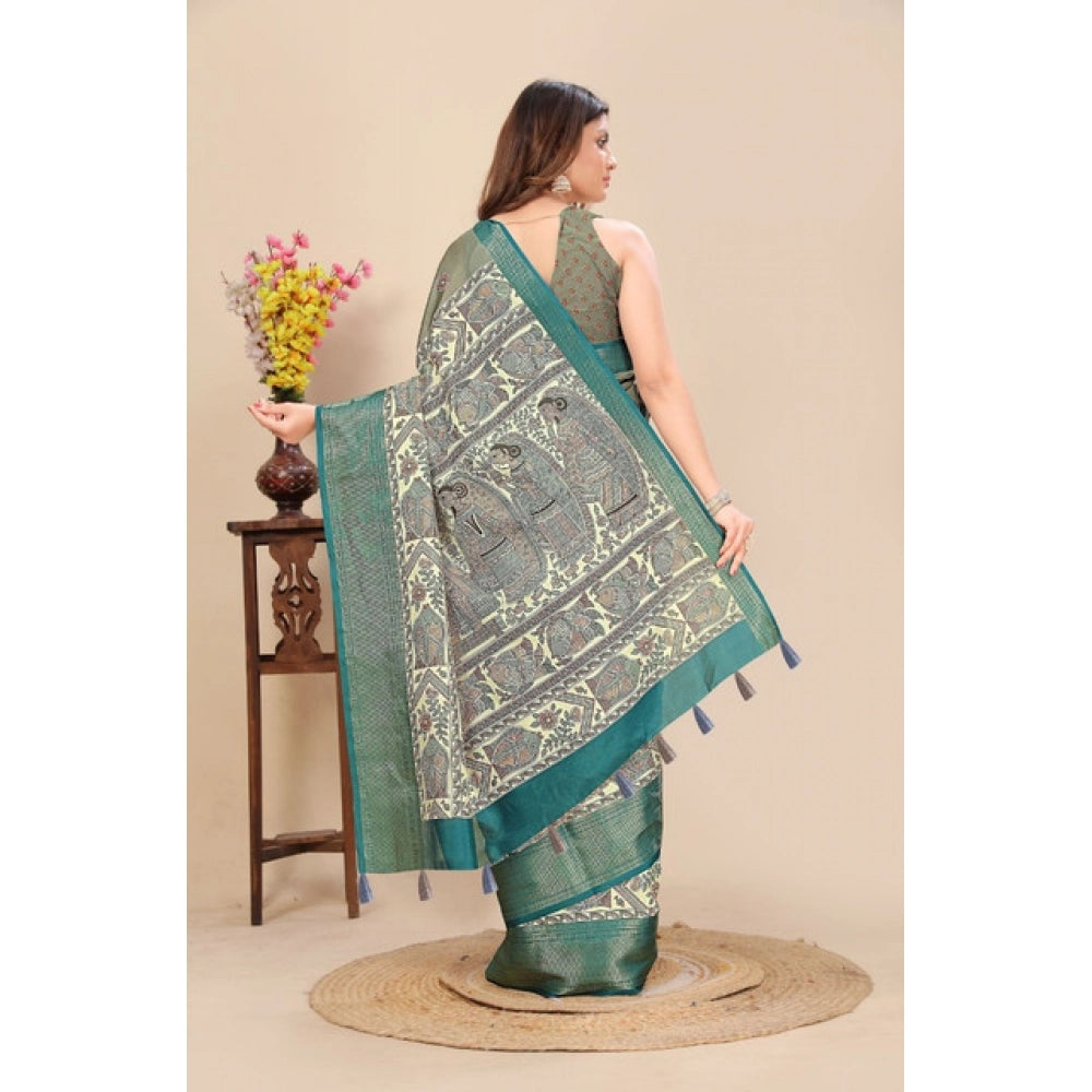 Printed Saree With Unstitched Blouse 5.5Mtr (Multicolor)