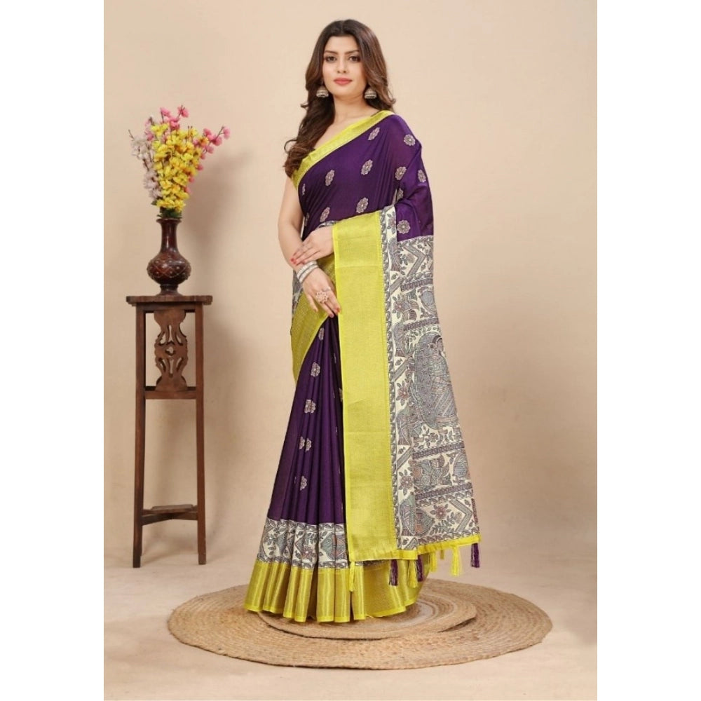 Printed Saree With Unstitched Blouse 5.5Mtr (Multicolor)