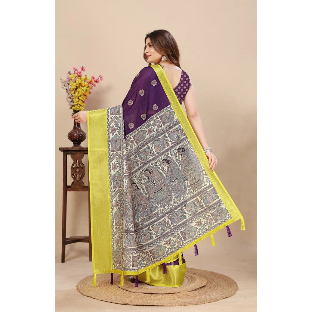 Printed Saree With Unstitched Blouse 5.5Mtr (Multicolor)