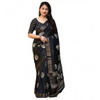 Printed Saree With Unstitched Blouse 5.5Mtr (Black)