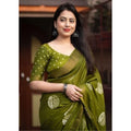 Printed Saree With Unstitched Blouse 5.5Mtr (Green)